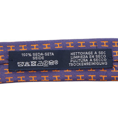 エルメス ファソネH ネクタイ パープル オレンジ バイオレット シルク メンズ HERMES 【中古】