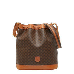 セリーヌ マカダム ショルダーバッグ ブラウン PVC レザー レディース CELINE 【中古】