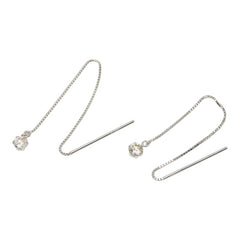 Pt900 プラチナ ダイヤ0.20ct ロングピアス ピアス レディース 【中古】