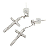 K18WG ホワイトゴールド ダイヤ0.20ct ダイヤ0.30ct クロスモチーフ ピアス レディース 【中古】