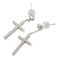 K18WG ホワイトゴールド ダイヤ0.20ct ダイヤ0.30ct クロスモチーフ ピアス レディース 【中古】