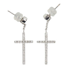 K18WG ホワイトゴールド ダイヤ0.20ct ダイヤ0.30ct クロスモチーフ ピアス レディース 【中古】