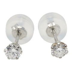 Pt900 プラチナ ダイヤ0.109ct ダイヤ0.107ct フラワーモチーフ スタッドピアス ピアス レディース 【中古】