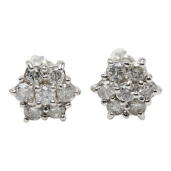 Pt900 プラチナ ダイヤ0.50ct フラワーモチーフ ピアス レディース 【中古】