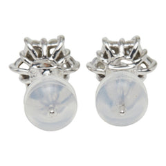 Pt900 プラチナ ダイヤ0.50ct フラワーモチーフ ピアス レディース 【中古】