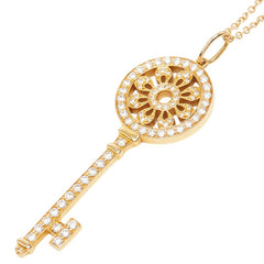 ティファニー K18YG イエローゴールド ダイヤ ペタル キー ミディアム ネックレス レディース TIFFANY&Co. 【中古】