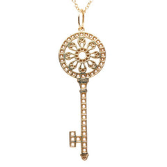 ティファニー K18YG イエローゴールド ダイヤ ペタル キー ミディアム ネックレス レディース TIFFANY&Co. 【中古】