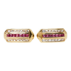 K18YG イエローゴールド ルビー1.76ct ダイヤ ピアス レディース 【中古】