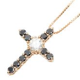 K18PG ピンクゴールド ダイヤモンド ダイヤ0.85ct クロスモチーフ ペンダント ネックレス レディース 【中古】