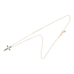 K18PG ピンクゴールド ダイヤモンド ダイヤ0.85ct クロスモチーフ ペンダント ネックレス レディース 【中古】