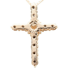 K18PG ピンクゴールド ダイヤモンド ダイヤ0.85ct クロスモチーフ ペンダント ネックレス レディース 【中古】