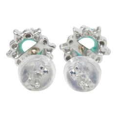 Pt900 プラチナ エメラルド エメラルド ダイヤ0.08ct フラワーモチーフ スタッドピアス ピアス レディース 【中古】