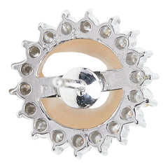 Pt900 プラチナ アコヤ真珠 アコヤパール9.7mm ダイヤ0.78ct フラワーモチーフ ピアス レディース 【中古】