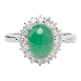 Pt900 プラチナ ヒスイ 翡翠2.35ct ダイヤ0.46ct リング 指輪 レディース 13号 【中古】