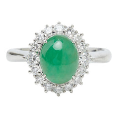 Pt900 プラチナ ヒスイ 翡翠2.35ct ダイヤ0.46ct リング 指輪 レディース 13号 【中古】