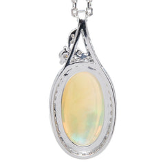 Pt950 プラチナ オパール オパール3.35ct ダイヤ0.29ct ペンダント ネックレス レディース 【中古】