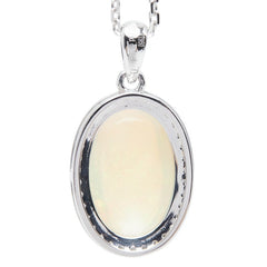 Pt950 プラチナ オパール3.25ct ダイヤ0.18ct ペンダント ネックレス レディース 【中古】