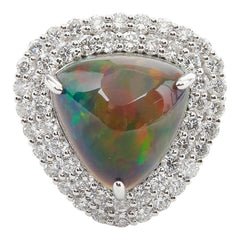 Pt950 プラチナ オパール スモークオパール5.65ct ダイヤ1.90ct リング 指輪 レディース 11.5号 【中古】