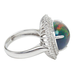 Pt950 プラチナ オパール スモークオパール5.65ct ダイヤ1.90ct リング 指輪 レディース 11.5号 【中古】
