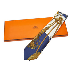 エルメス Cliquetis クリケティス ネクタイ ブルー ホワイト イエロー シルク メンズ HERMES 【中古】