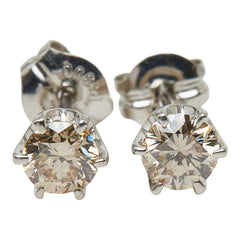 Pt900 プラチナ ブラウンダイヤモンド ブラウンダイヤ0.50ct ピアス レディース 【中古】