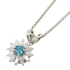 Pt900 プラチナ Pt850 プラチナ アレキサンドライト アレキサンドライト0.34ct ダイヤ0.45ct フラワーモチーフ ペンダントトップ ネックレス レディース 【中古】