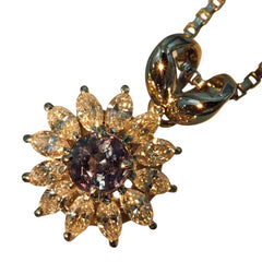 Pt900 プラチナ Pt850 プラチナ アレキサンドライト アレキサンドライト0.34ct ダイヤ0.45ct フラワーモチーフ ペンダントトップ ネックレス レディース 【中古】