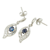 Pt850 プラチナ サファイア ダイヤモンド サファイア0.47ct ダイヤ0.12ct しずく型モチーフ 雫 ピアス レディース 中古