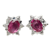 Pt900 プラチナ ルビー ダイヤモンド ルビー0.53ct ダイヤ0.06ct フラワーモチーフ ピアス レディース 中古