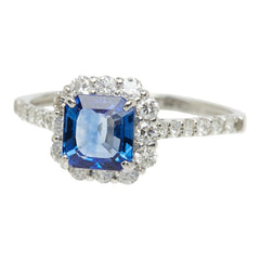Pt900 プラチナ サファイア ダイヤモンド サファイヤ1.36ct ダイヤ0.51ct リング 指輪 レディース 12.5号 中古