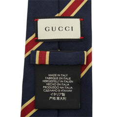 グッチ ストライプ ネクタイ ネイビー レッド イエロー シルク メンズ GUCCI 中古