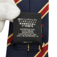 グッチ ストライプ ネクタイ ネイビー レッド イエロー シルク メンズ GUCCI 中古