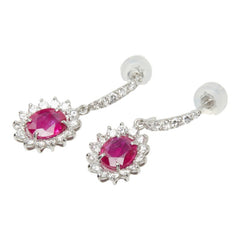 ルビー ダイヤモンド Pt950 プラチナ/Pt900 プラチナ ルビー1.763ct ダイヤ0.86ct フラワーモチーフ ピアス レディース 中古