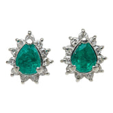 エメラルド ダイヤモンド Pt850 プラチナ エメラルド0.60ct ダイヤ0.24ct シェイプ 雫 モチーフ ピアス レディース 中古