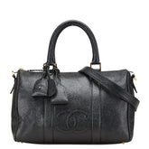 シャネル ココマーク ボストンバッグ ショルダーバッグ 2WAY ブラック キャビアスキン レディース CHANEL 【中古】