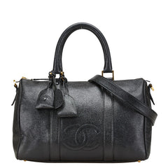 シャネル ココマーク ボストンバッグ ショルダーバッグ 2WAY ブラック キャビアスキン レディース CHANEL 【中古】