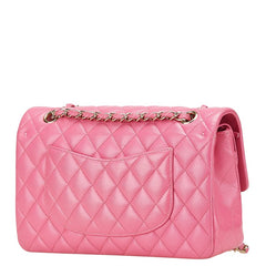 シャネル ココマーク マトラッセ25 ダブルフラップ チェーン ショルダーバッグ ピンク ゴールド金具 キャビアスキン レディース CHANEL 【中古】