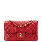 シャネル マトラッセ23 ダブルフラップ ココマーク チェーン ショルダーバッグ レッド ラムスキン レディース CHANEL 【中古】
