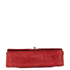 シャネル Vステッチ ダブルフラップ ココマーク チェーン ショルダーバッグ レッド スエード レディース CHANEL 【中古】