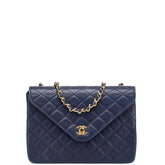 シャネル ココマーク マトラッセ チェーン ショルダーバッグ ネイビー ラムスキン レディース CHANEL 【中古】