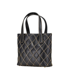 シャネル ワイルドステッチ ココマーク トートバッグ ブラック ラムスキン レディース CHANEL 【中古】
