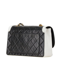シャネル ココマーク マトラッセ チェーン ショルダーバッグ ブラック ホワイト ラムスキン レディース CHANEL 【中古】
