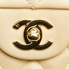 シャネル ココマーク マトラッセ25 ダブルフラップ チェーン ショルダーバッグ ベージュ ラムスキン レディース CHANEL 【中古】