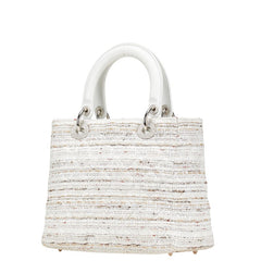 ディオール レディディオール カナ―ジュ ツイード ハンドバッグ ホワイト マルチカラー キャンバス レザー レディース Dior 【中古】