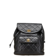 シャネル マトラッセ ココマーク ゴールド金具 チェーン リュック バックパック ブラック ラムスキン レディース CHANEL 【中古】