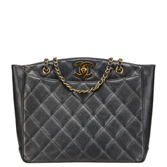 シャネル マトラッセ ココマーク チェーン トートバッグ ワンショルダーバッグ ブラック キャビアスキン レディース CHANEL 【中古】