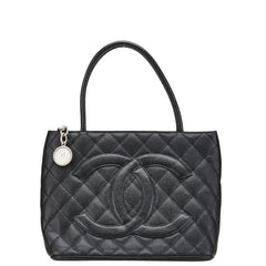 シャネル マトラッセ 復刻トート ココマーク トートバッグ ブラック シルバー キャビアスキン レディース CHANEL 【中古】