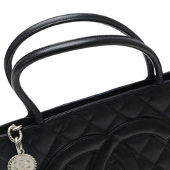 シャネル マトラッセ 復刻トート ココマーク トートバッグ ブラック シルバー キャビアスキン レディース CHANEL 【中古】