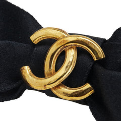 シャネル ココマーク リボン バレッタ ブラック サテン レディース CHANEL 【中古】
