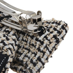 シャネル ココマーク リボン バレッタ ホワイト ブラック ツイード レディース CHANEL 【中古】